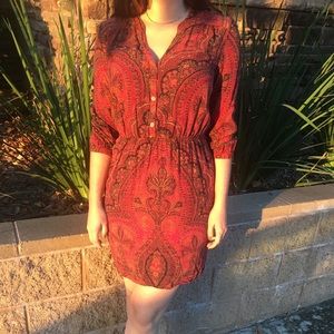 Lucky Brand Burgundy Boho Paisley Dress